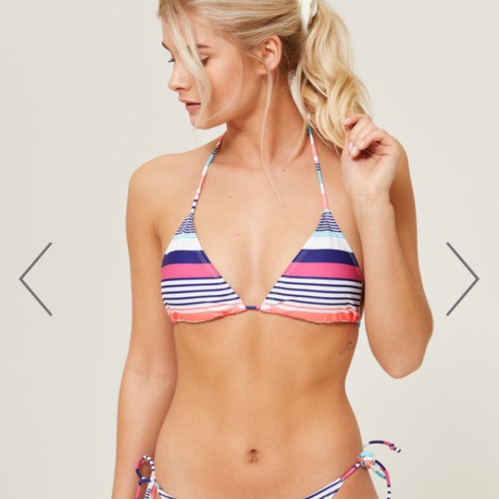 Colorful Stripe Tie Bikini Top